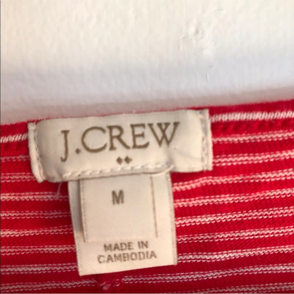 J crew striped peplum long sleeve top red white m medium - Picture 4 of 9